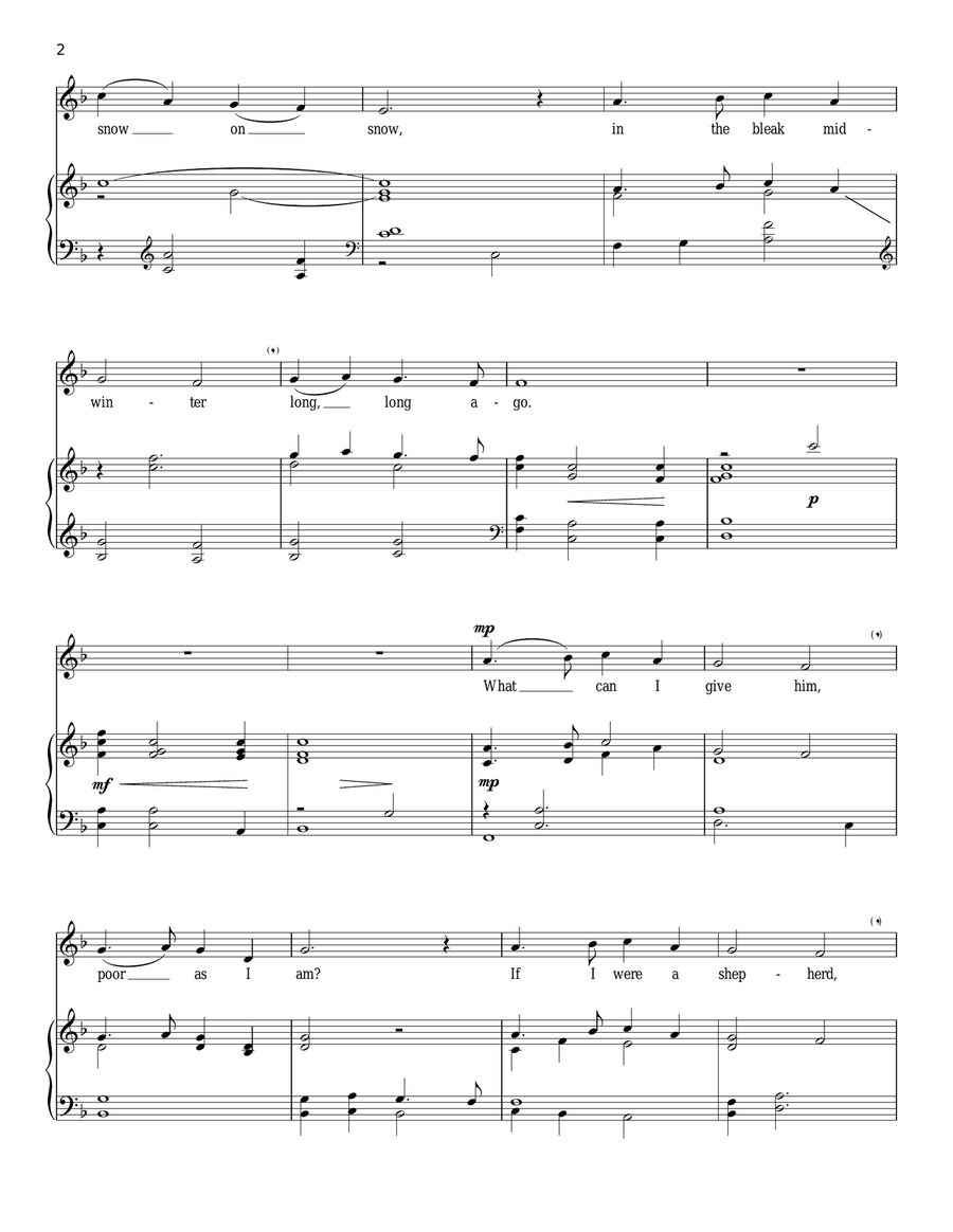 In The Bleak Midwinter Piano, Vocal scores gallery preview page 2