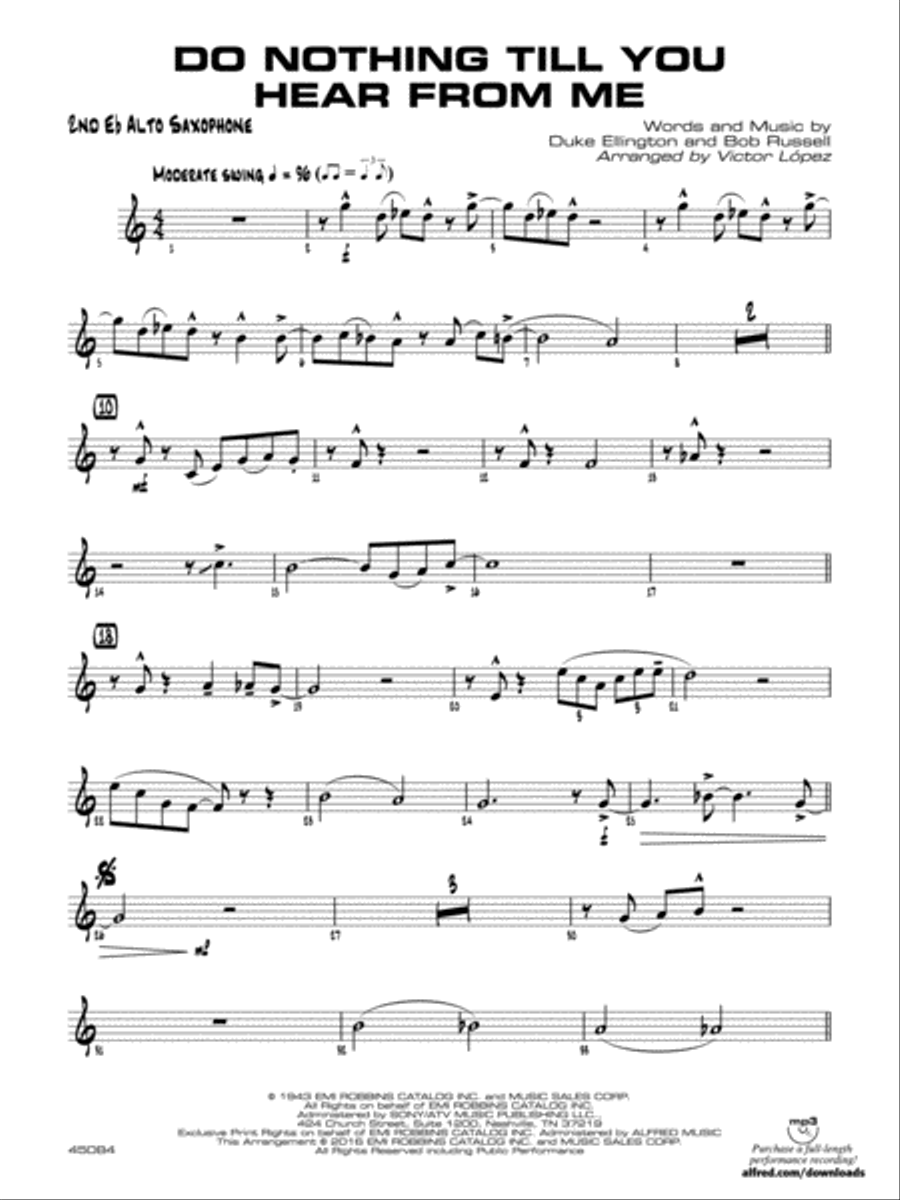 Do Nothing Till You Hear from Me: 2nd E-flat Alto Saxophone Jazz Ensemble scores gallery preview page 1