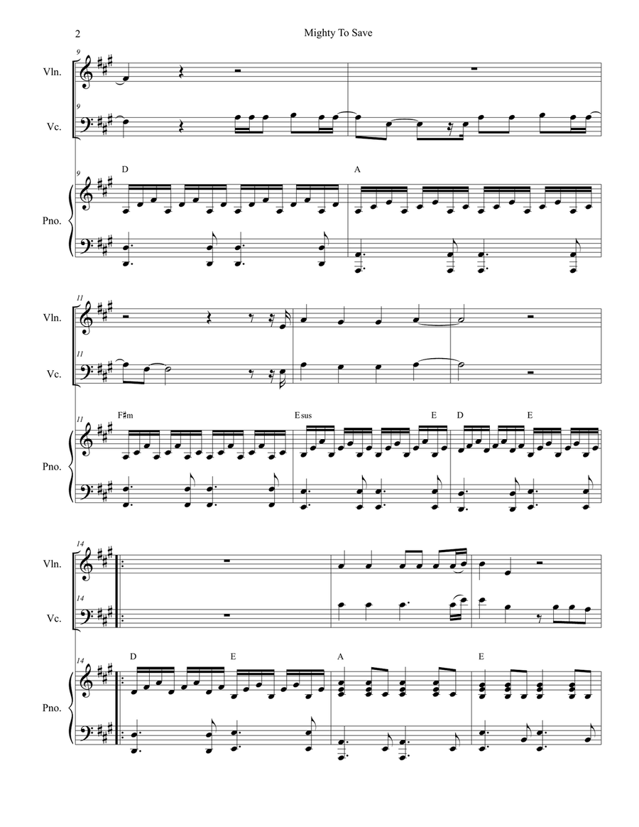 Mighty To Save Piano Trio scores gallery preview page 2