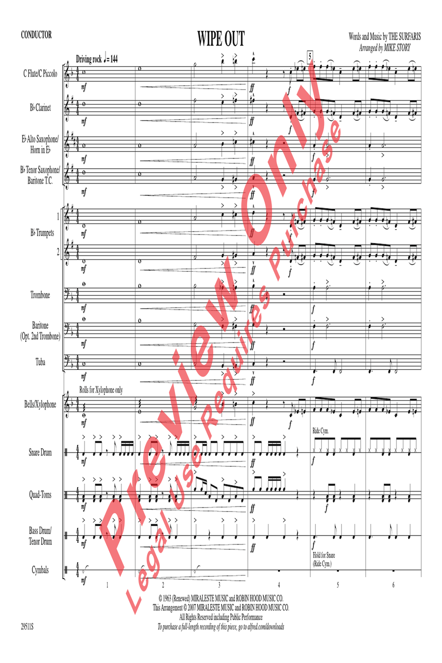 Wipe Out - score Marching Band scores gallery preview page 2