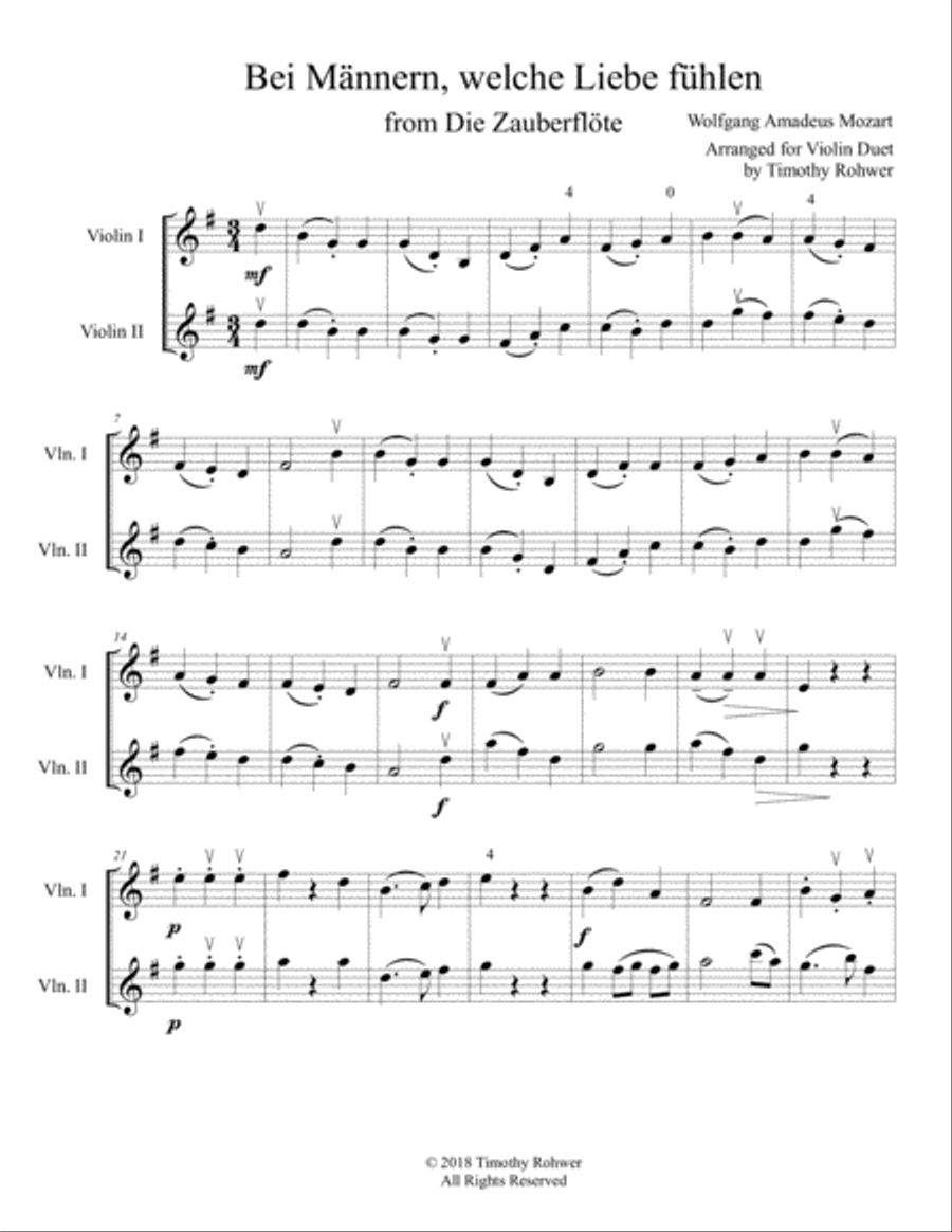 Bei Maennern, welche liebe Fuehlen Violin Solo scores gallery preview page 1