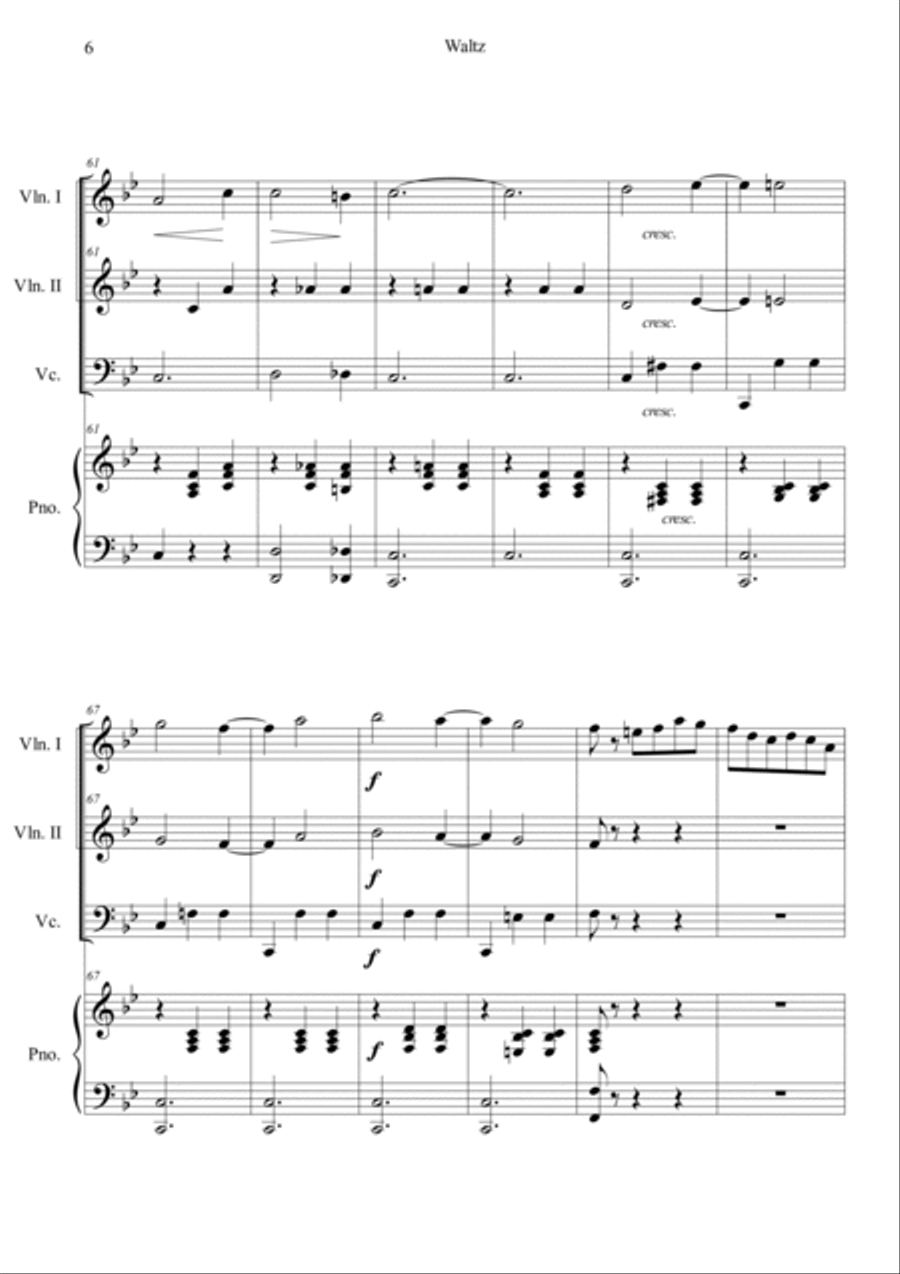 Waltz from Sleeping Beauty Piano Quartet scores gallery preview page 6