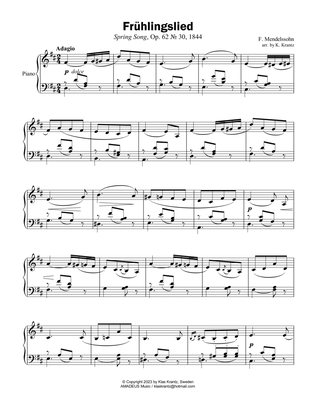 Fruhlingslied, Lieder ohne Worte Op. 62, Spring Song for easy piano solo