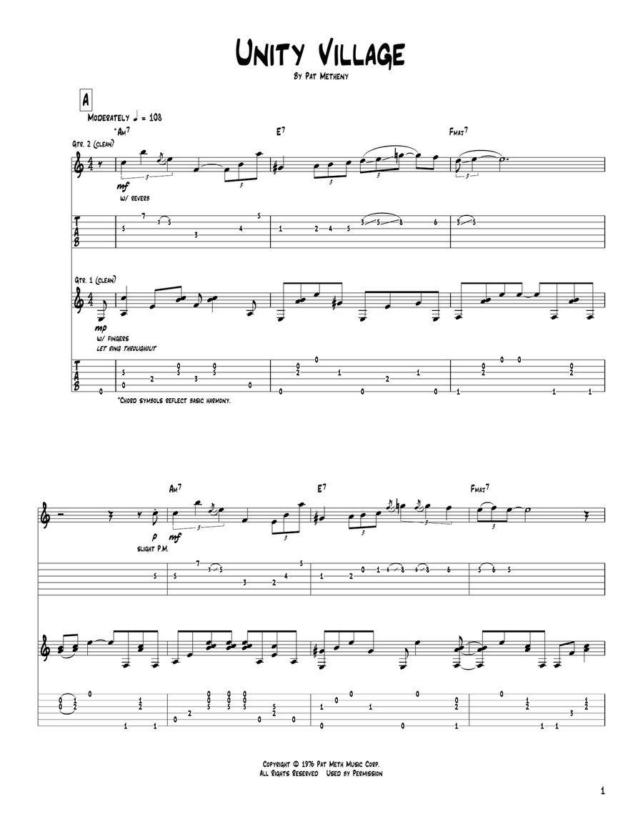 Unity Village Electric Guitar scores gallery preview page 1
