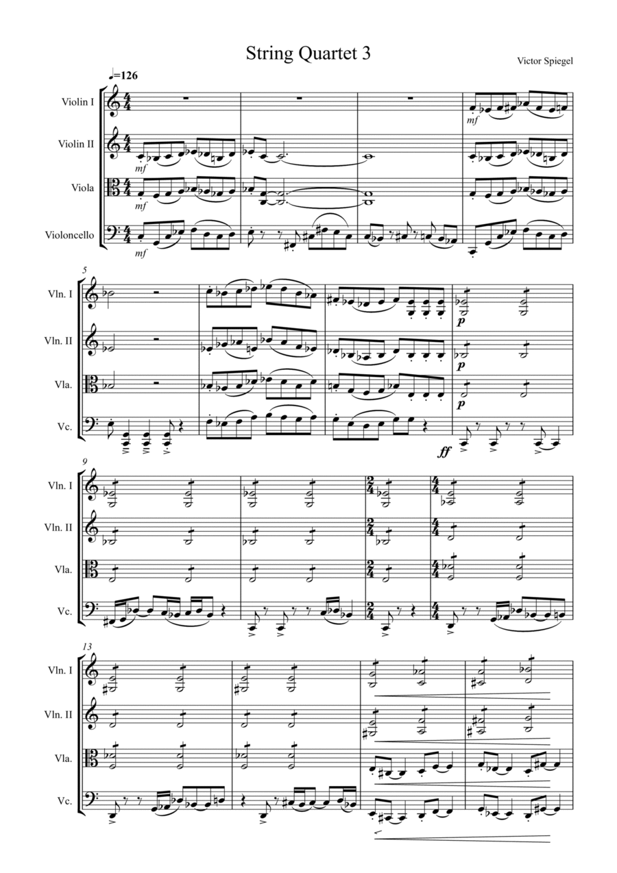 String Quartet No. 3 String Quartet scores gallery preview page 1