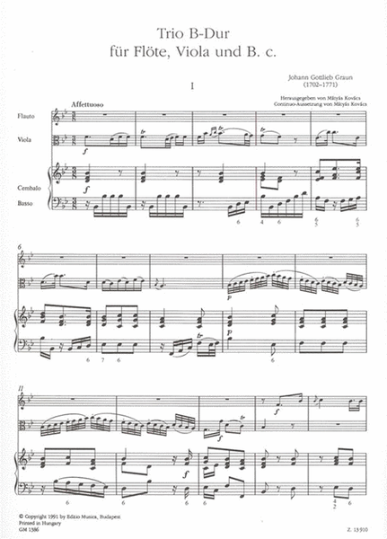 Trio B-Dur für Flote, Viola und Basso Continuo
