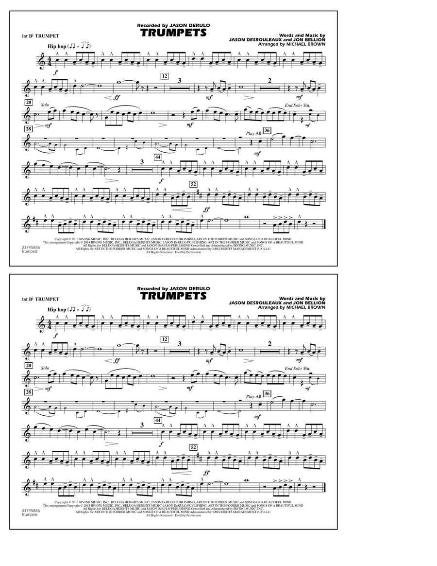 Trumpets - 1st Bb Trumpet Marching Band scores gallery preview page 1