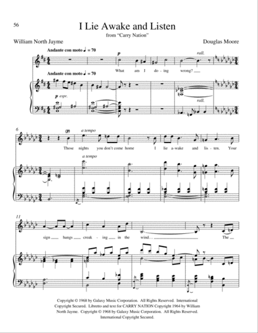 I Lie Awake and Listen from Carry Nation Mezzo-Soprano Voice scores gallery preview page 2