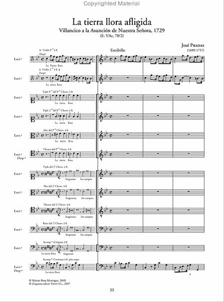 Tres villancets a vuit veus amb violins 4-Part scores gallery preview page 2