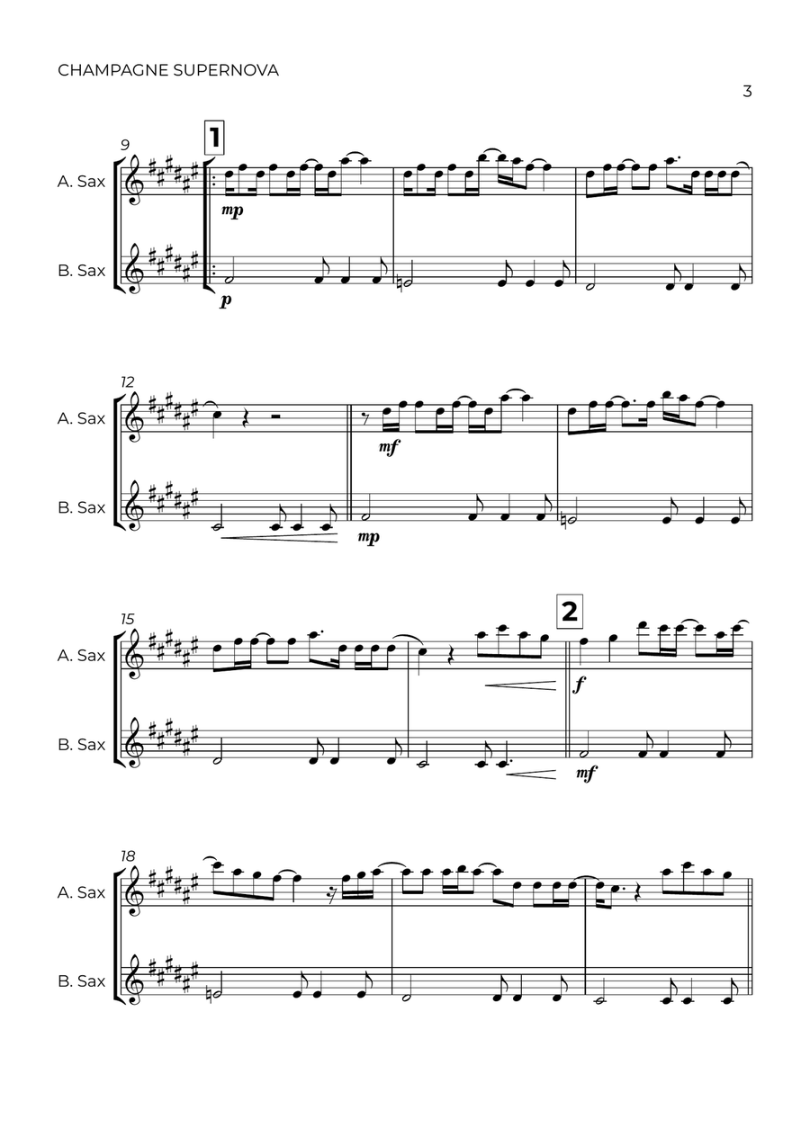 Champagne Supernova Baritone Saxophone scores gallery preview page 3