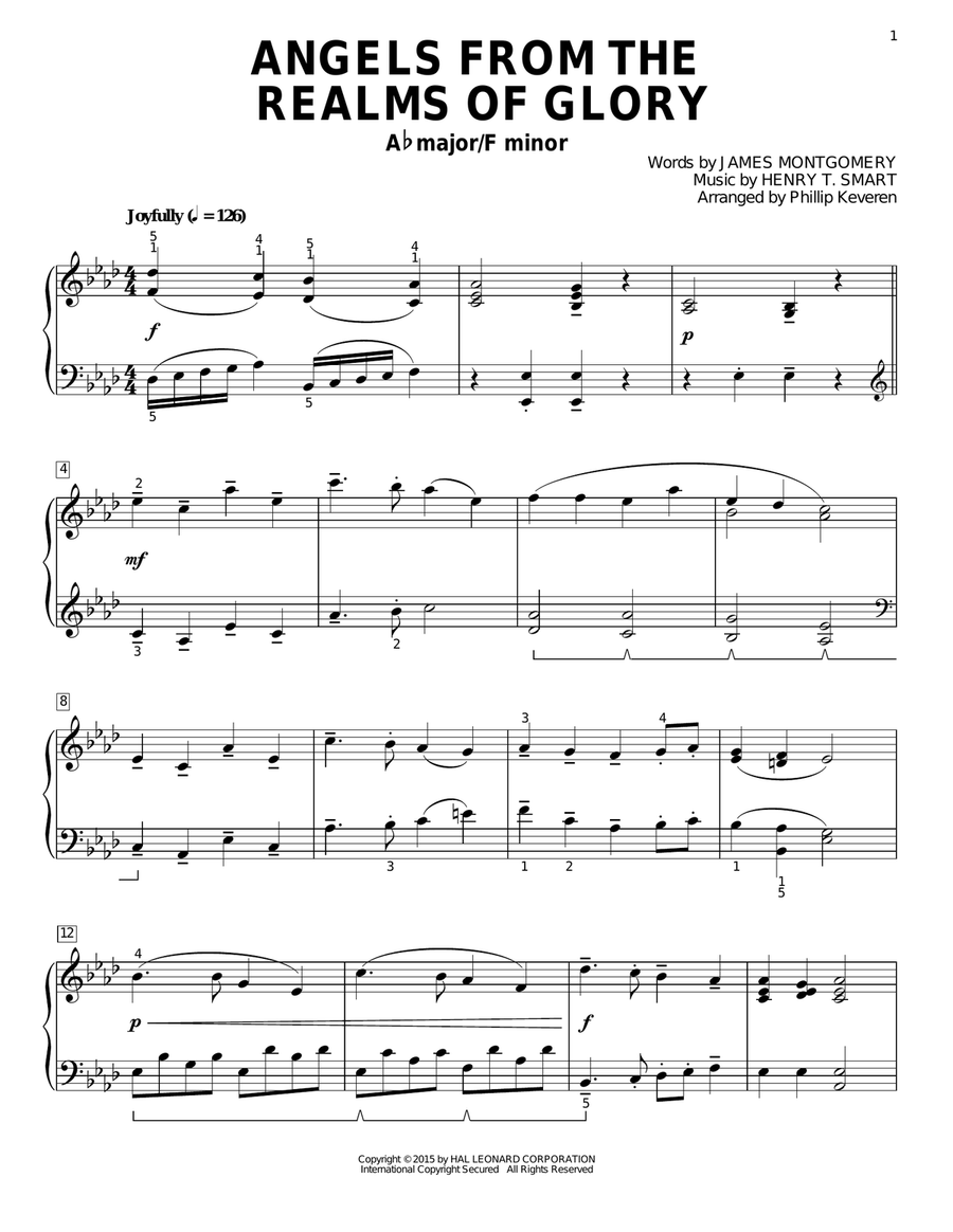 Angels From The Realms Of Glory (arr. Phillip Keveren) Piano Solo scores gallery preview page 1