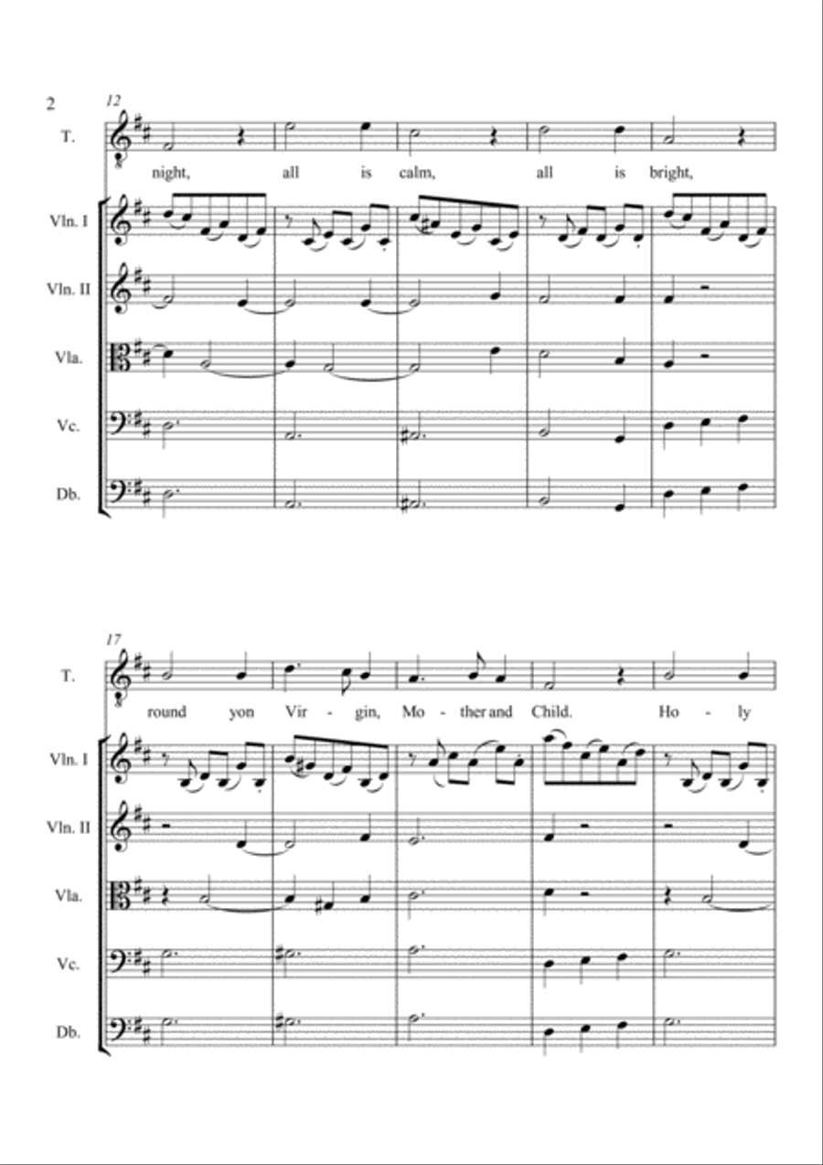 Silent Night For Tenor voice with String Orchestra accompaniment String Orchestra scores gallery preview page 3
