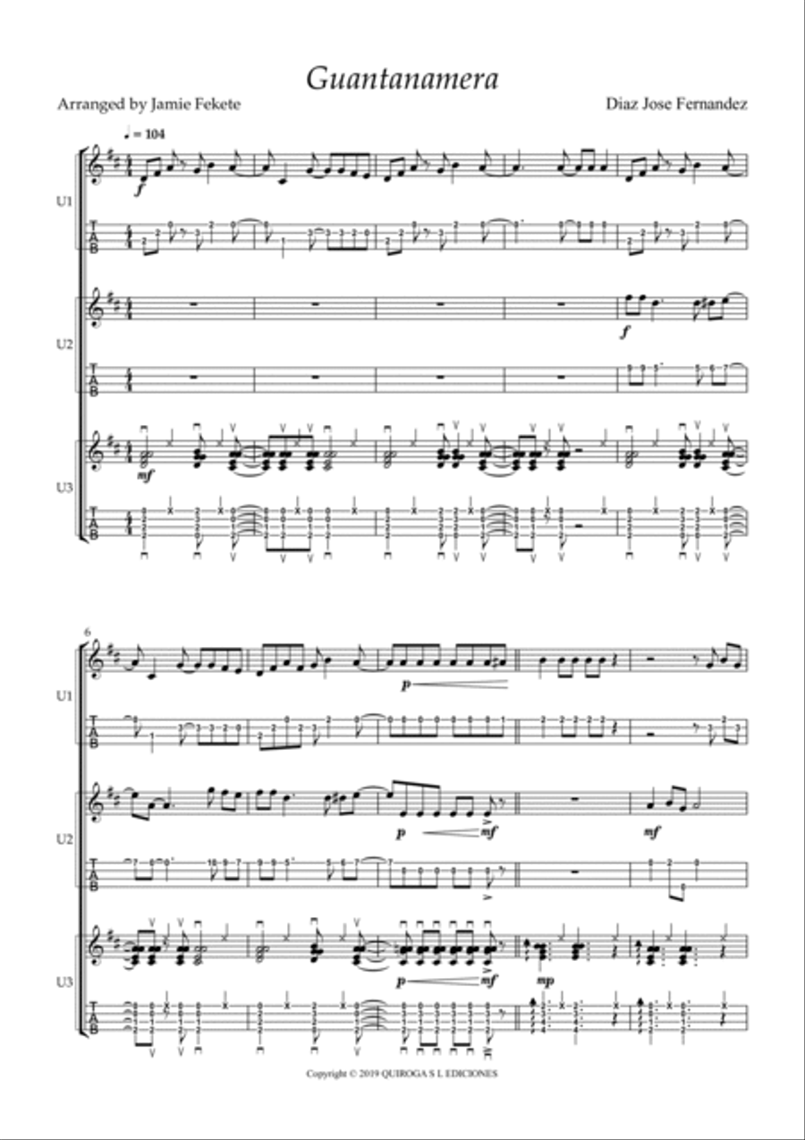 Guajira Guatanamera Ukulele scores gallery preview page 2