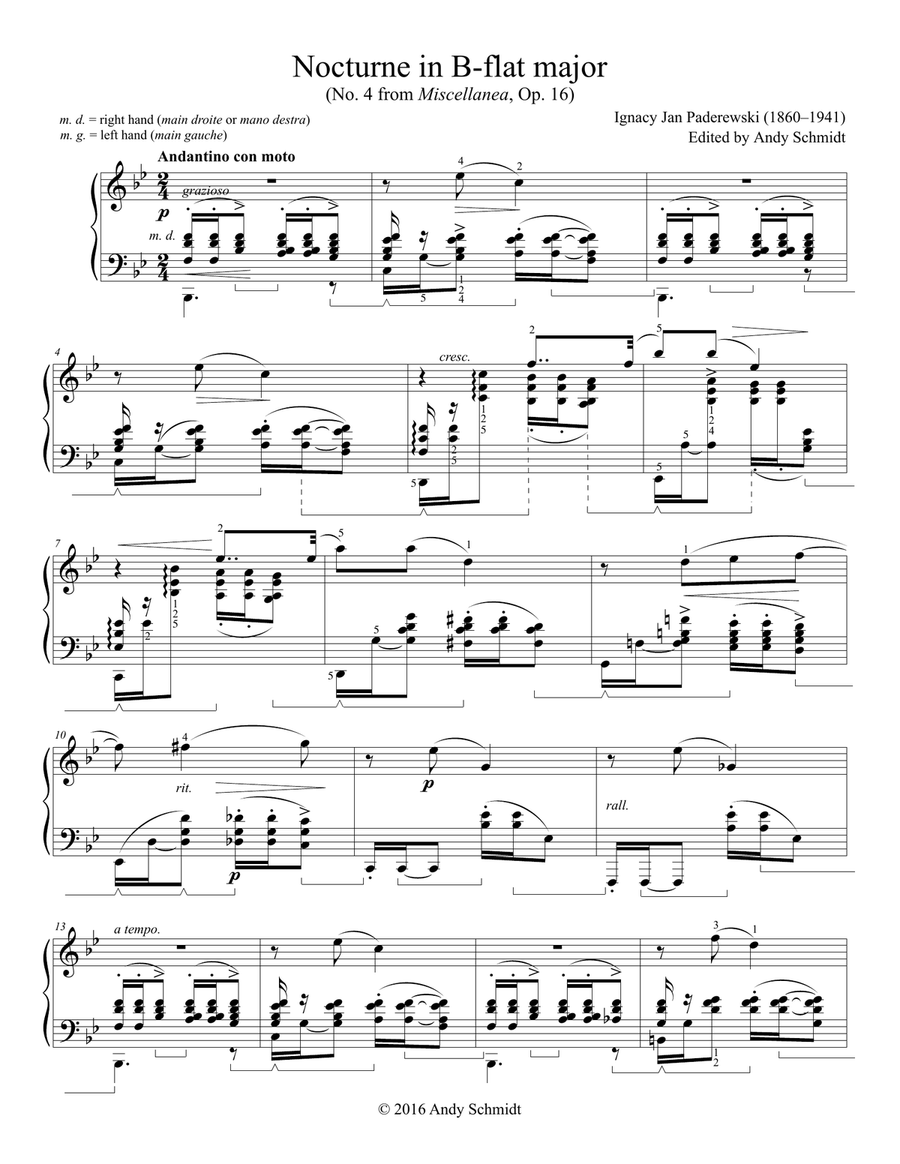 Nocturne in B-flat major Piano Solo scores gallery preview page 1
