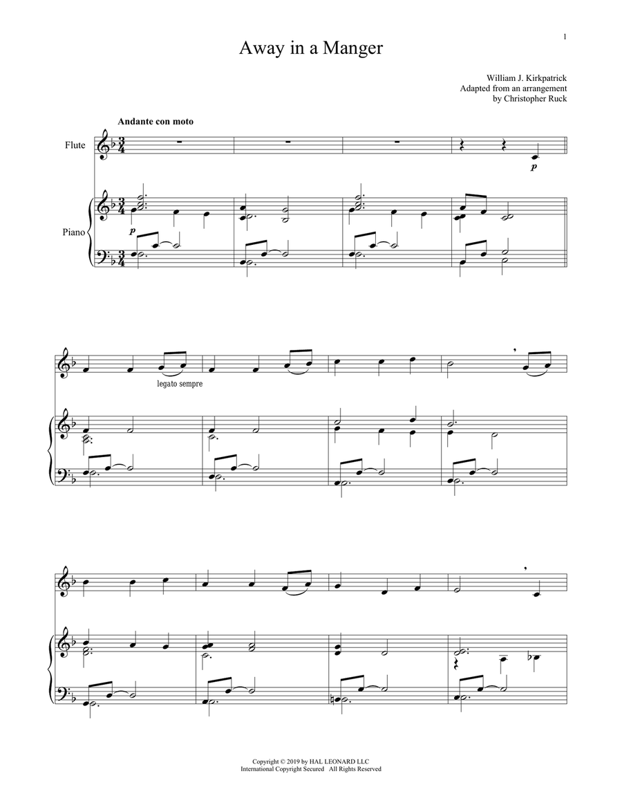 Away In A Manger Away In A Manger Flute Solo scores gallery preview page 1
