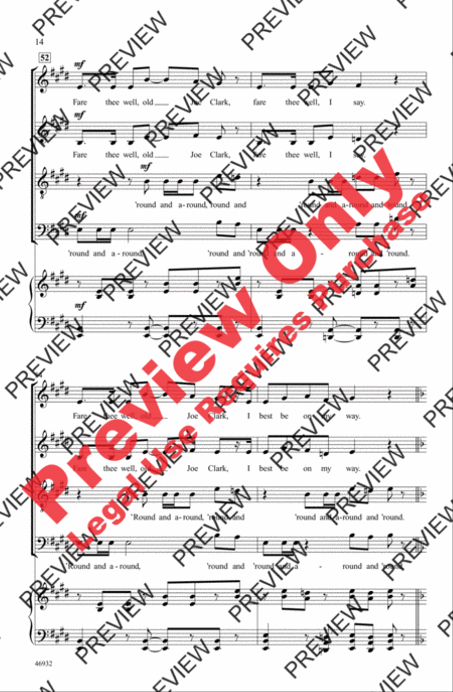 Old Joe Clark 4-Part scores gallery preview page 14