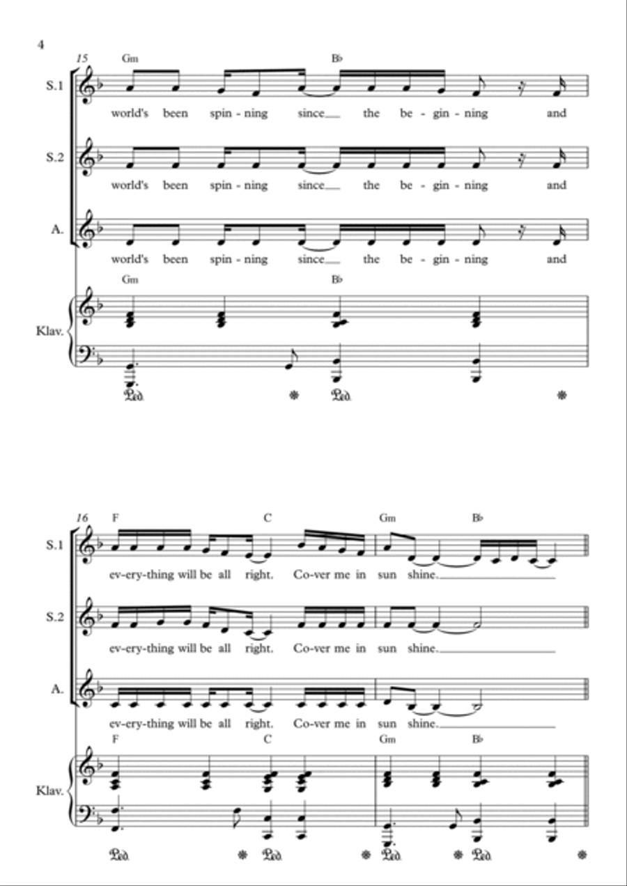 Cover Me In Sunshine SSA scores gallery preview page 4