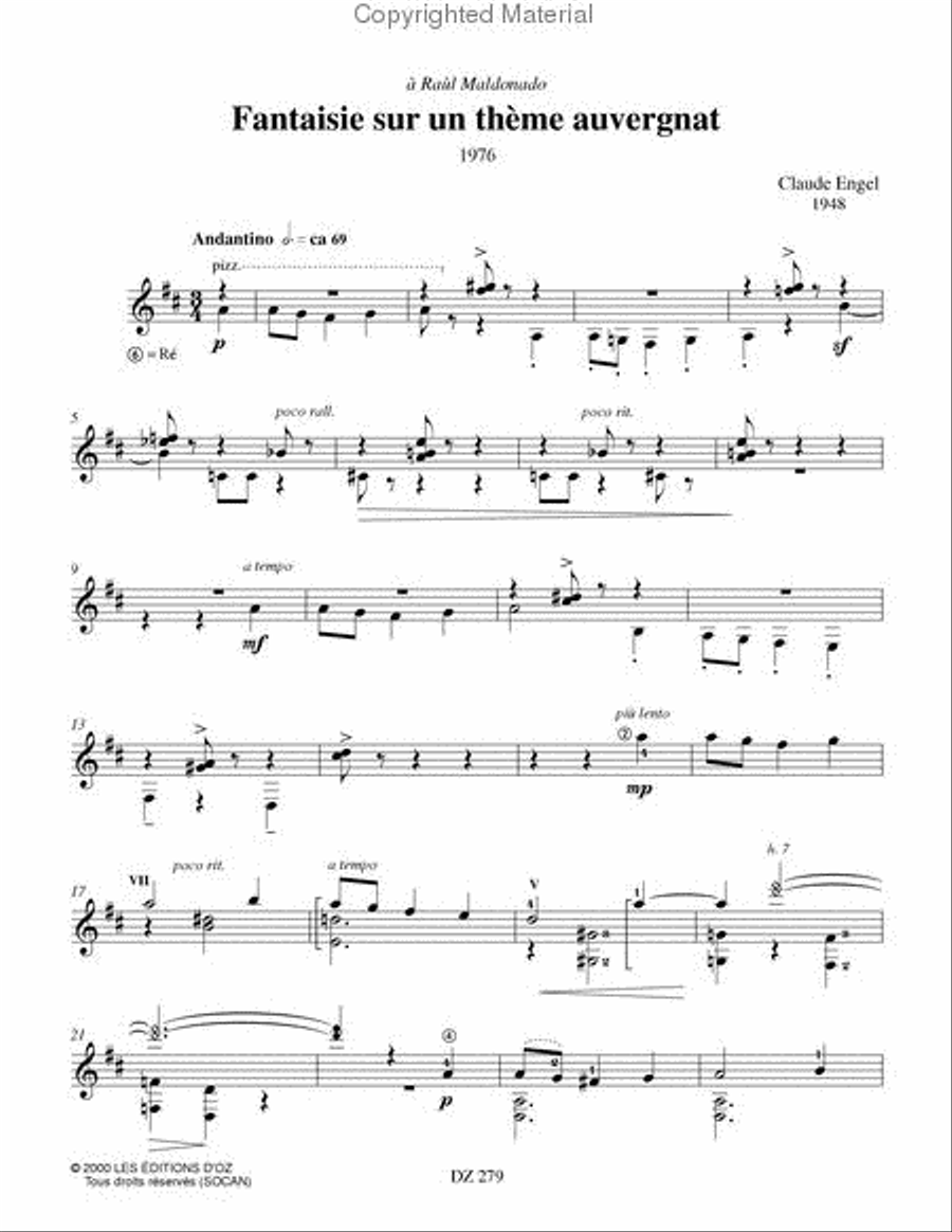 Fantaisie sur un thème auvergnat, L'oiseau et l'aube Classical Guitar scores gallery preview page 2