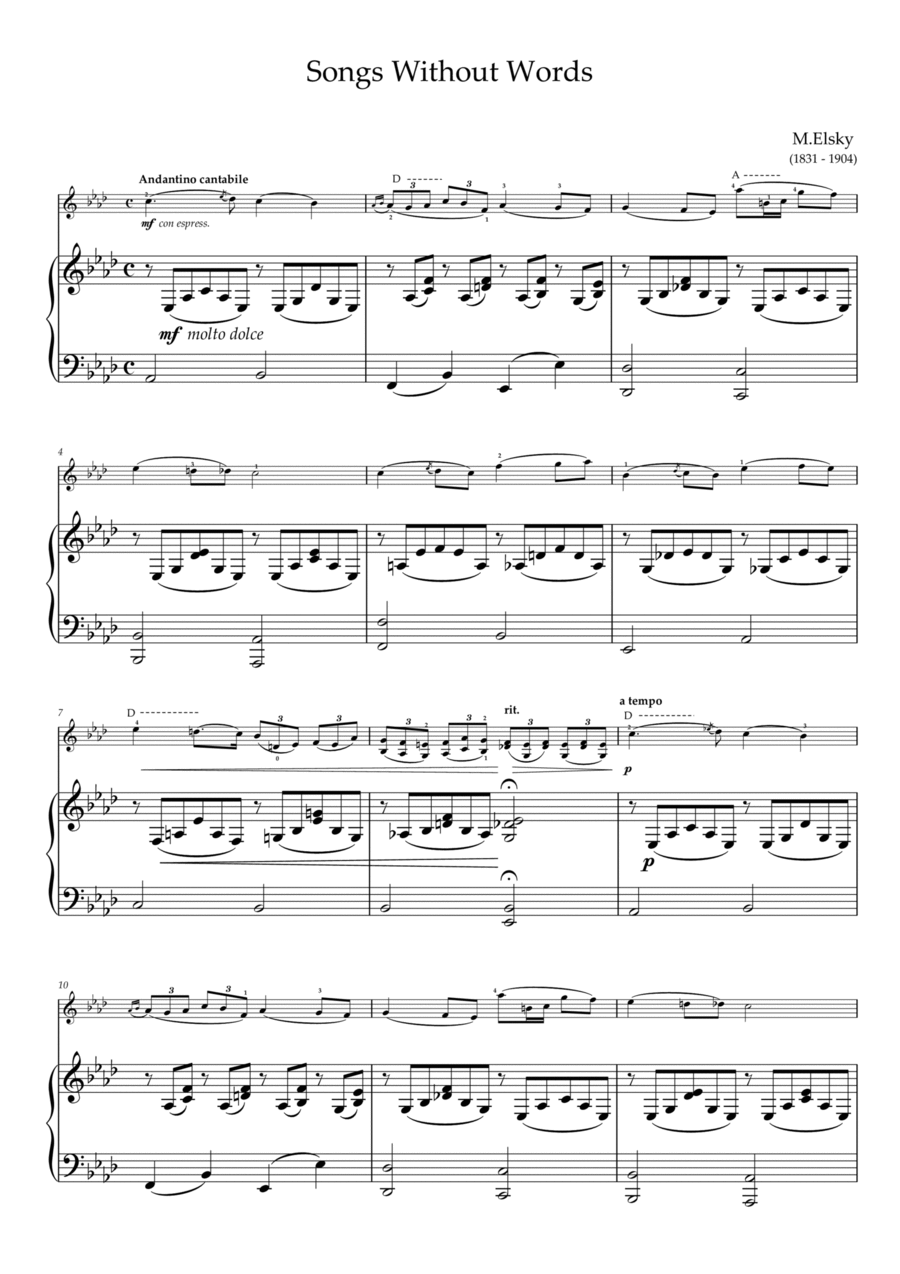 Songs Without Words Violin Solo scores gallery preview page 1