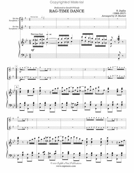 Rag-Time Dance by Scott Joplin Woodwind Duet - Sheet Music