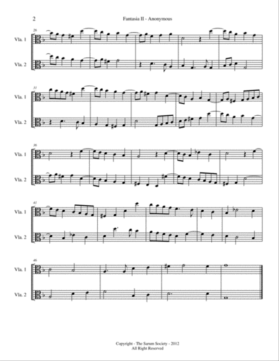 5 RENAISSENCE FANTASIAS for 2 Violas by 16th Century Anonymous Composer (arr. K. L. Knott) Viola scores gallery preview page 4