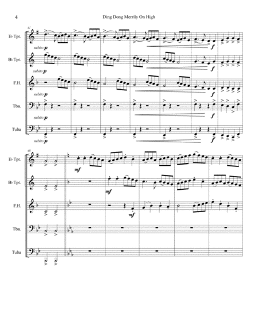 Ding Dong Merrily on High Brass Ensemble scores gallery preview page 4