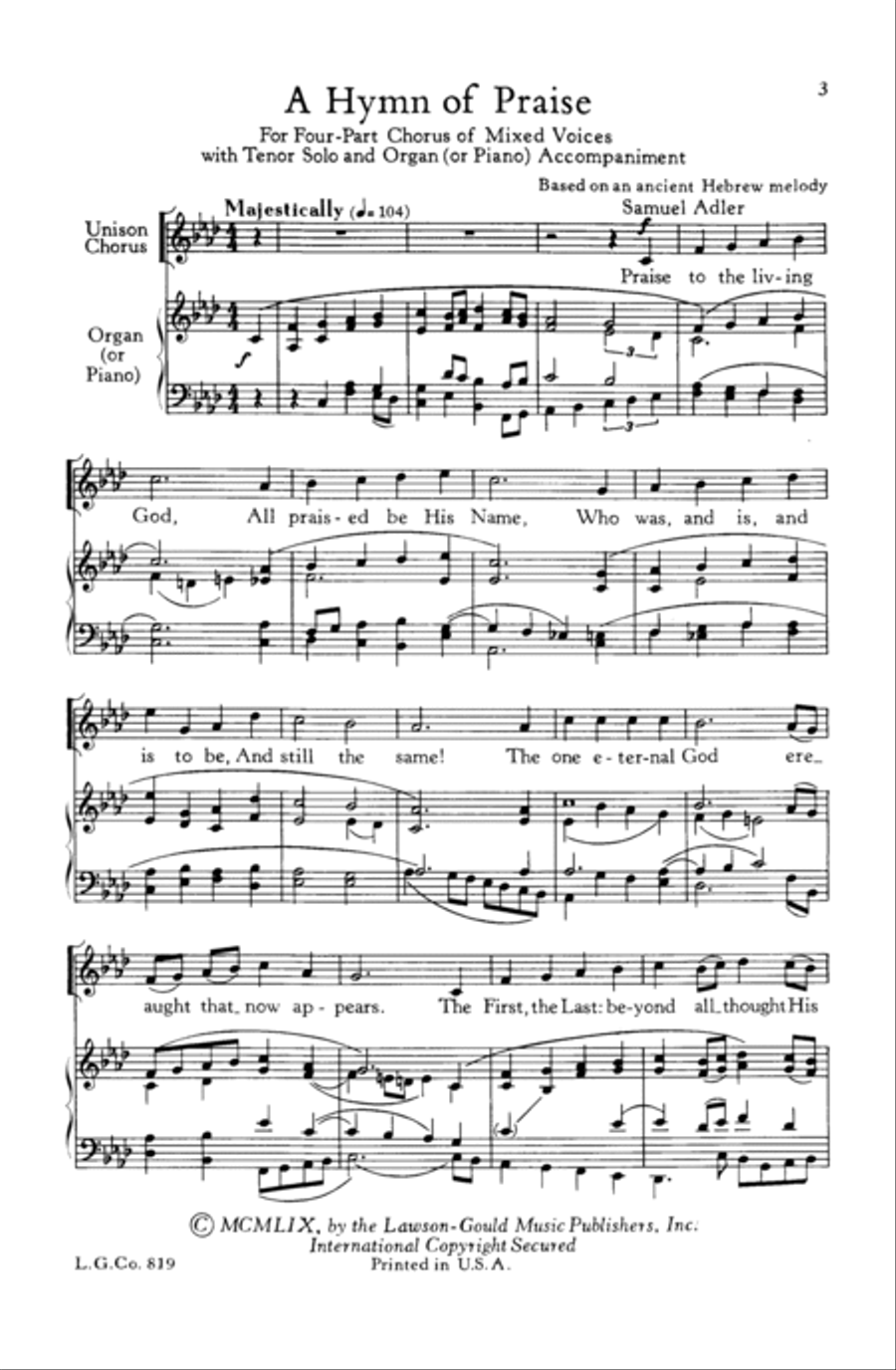 A Hymn of Praise A Hymn of Praise 4-Part scores gallery preview page 8