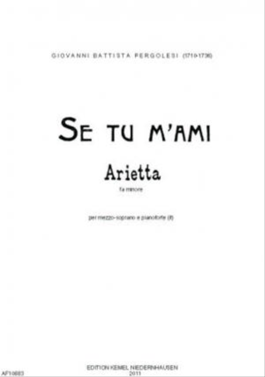 Se tu m'ami Mezzo-Soprano Voice scores gallery preview page 1