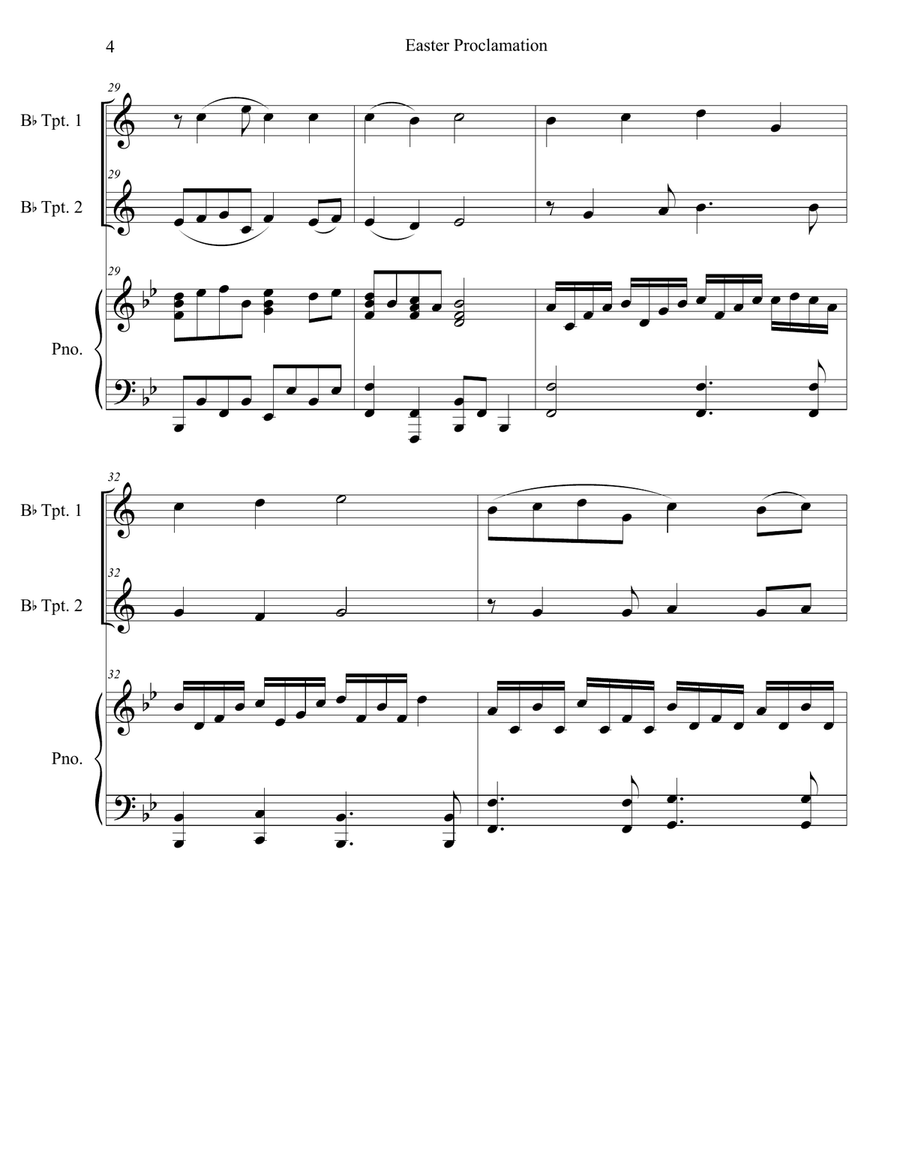 Easter Proclamation (The Risen Christ) (Duet for Bb-Trumpet) Trumpet Duet scores gallery preview page 4