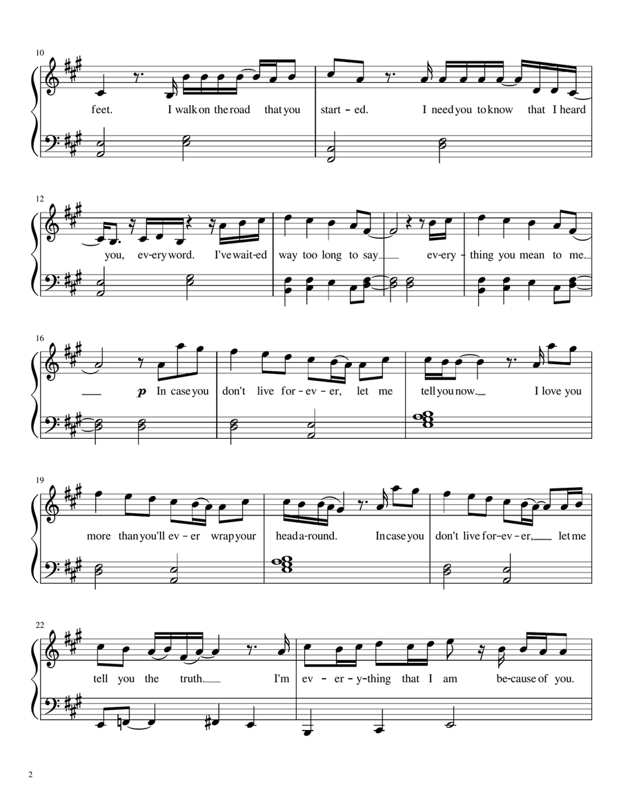 In Case You Don't Live Forever Piano Solo scores gallery preview page 2