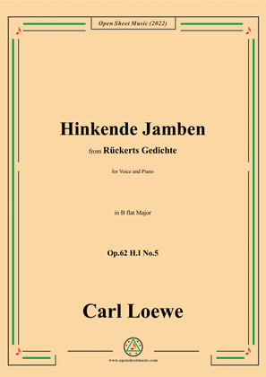 Book cover for Loewe-Hinkende Jamben,in B flat Major,Op.62 H.I No.5