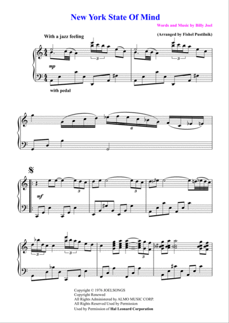 New York State Of Mind Voice scores gallery preview page 2