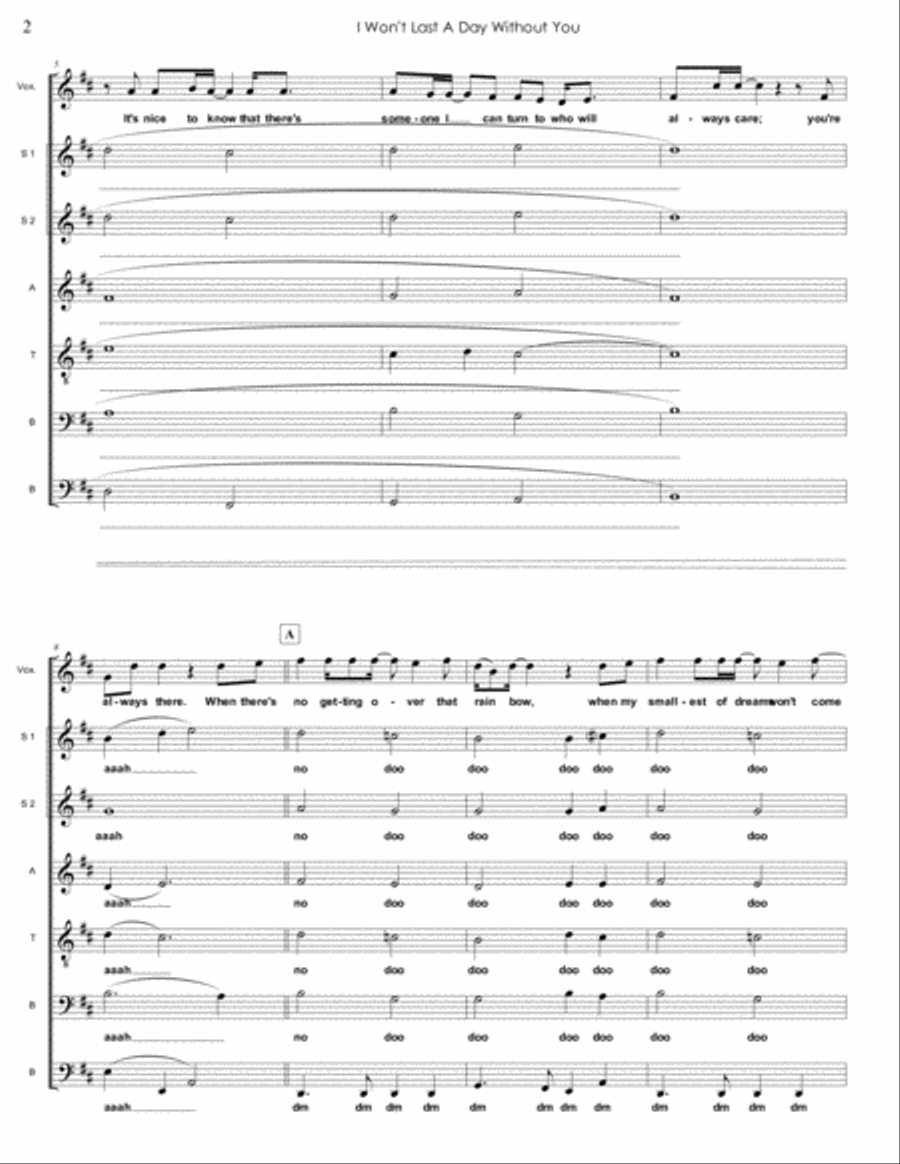I Won't Last A Day Without You 4-Part scores gallery preview page 2