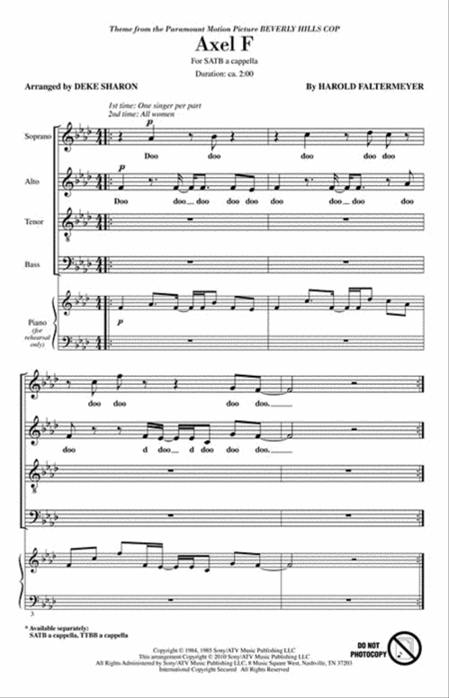 Axel F 4-Part scores gallery preview page 2