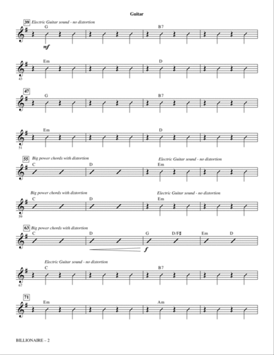 Billionaire - Guitar Choir scores gallery preview page 2