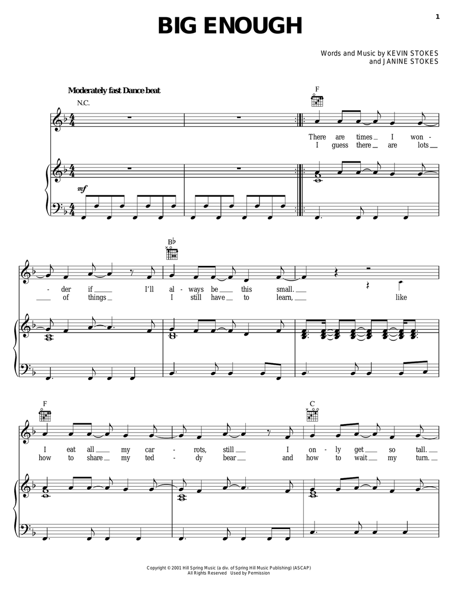 Big Enough Piano, Vocal, Guitar scores gallery preview page 1