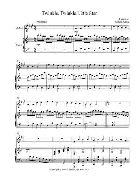 Twinkle, Twinkle Little Star (treble Eb instrument solo) image number null