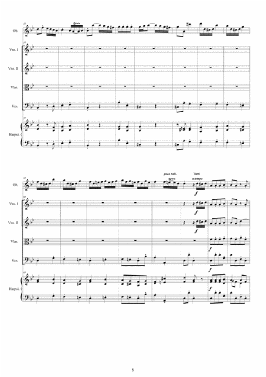 Six Oboe Concertos for Oboe, Strings and Continuo - Book 2 - Scores and Parts Chamber Orchestra scores gallery preview page 6