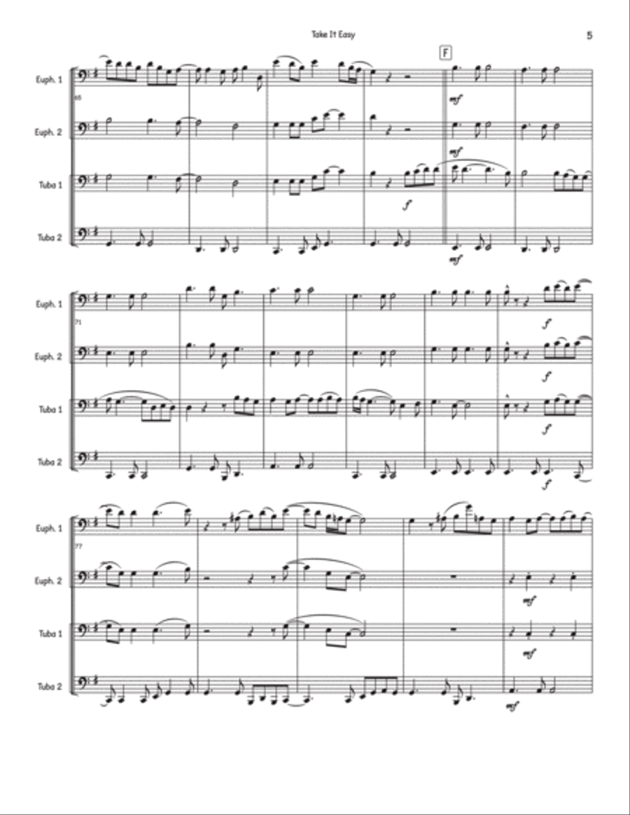 Take It Easy Take It Easy Brass Quartet scores gallery preview page 5