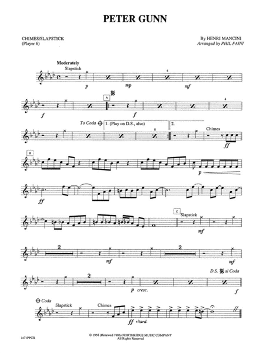 Peter Gunn: Chimes Percussion Ensemble scores gallery preview page 1