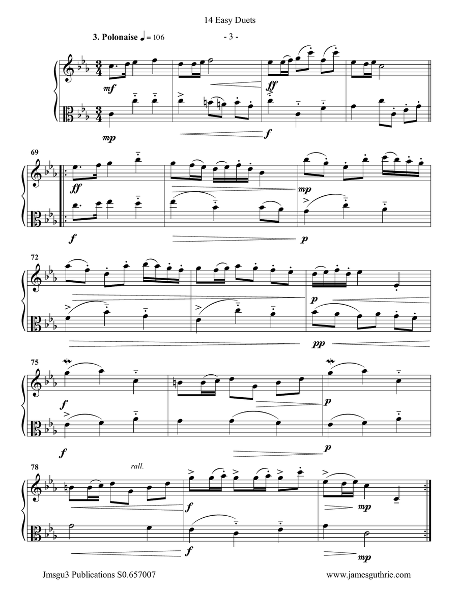 Bach: 14 Easy Duets for Flute & Viola Flute scores gallery preview page 3