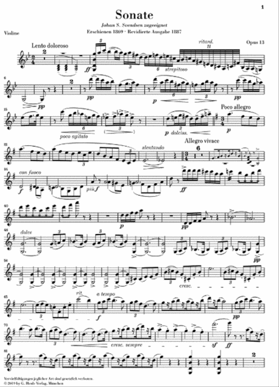 Violin Sonata in G Major, Op. 13 Violin Solo scores gallery preview page 5