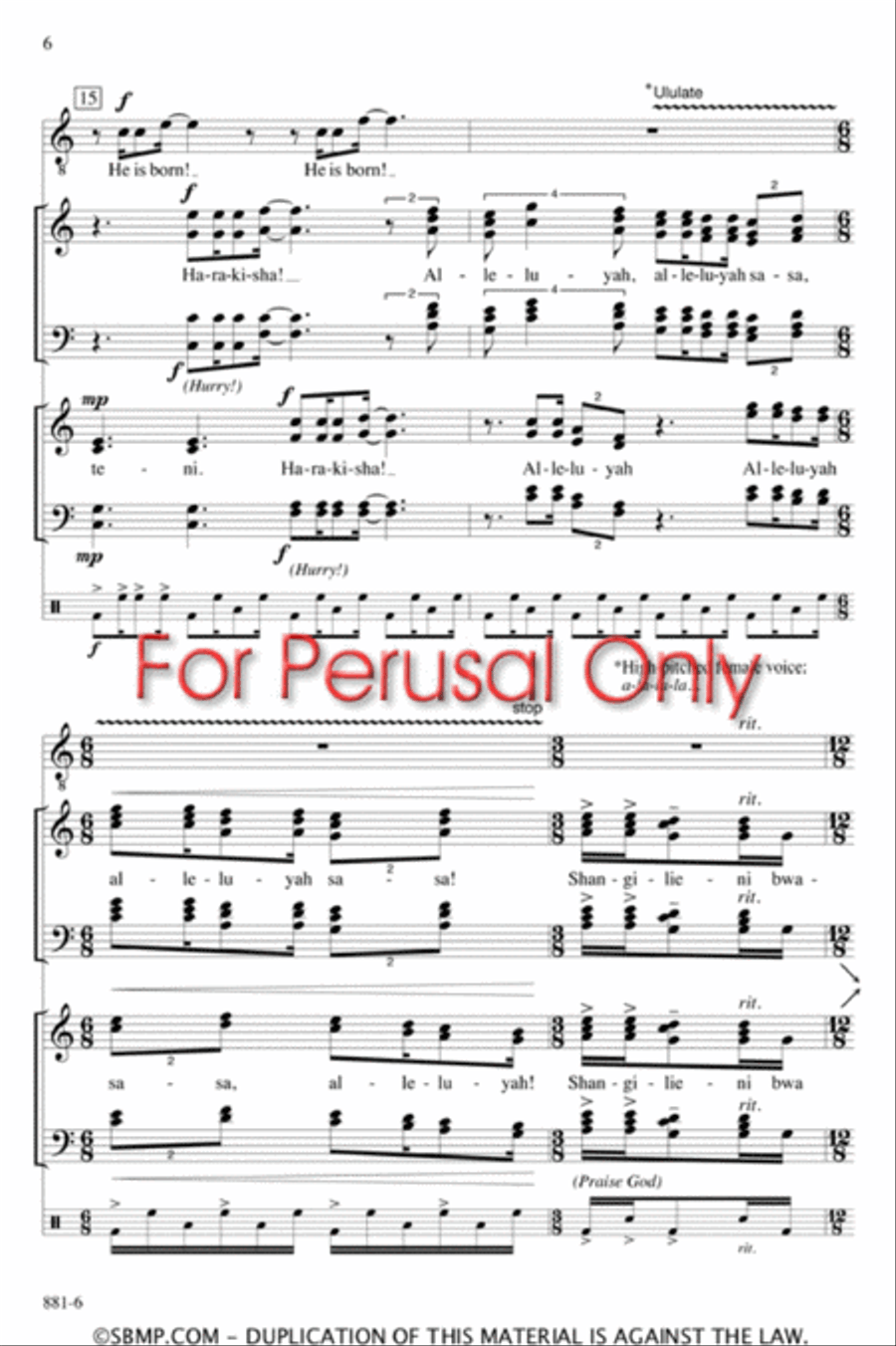 Alleluyah Sasa - SATB divisi Octavo Divisi scores gallery preview page 4