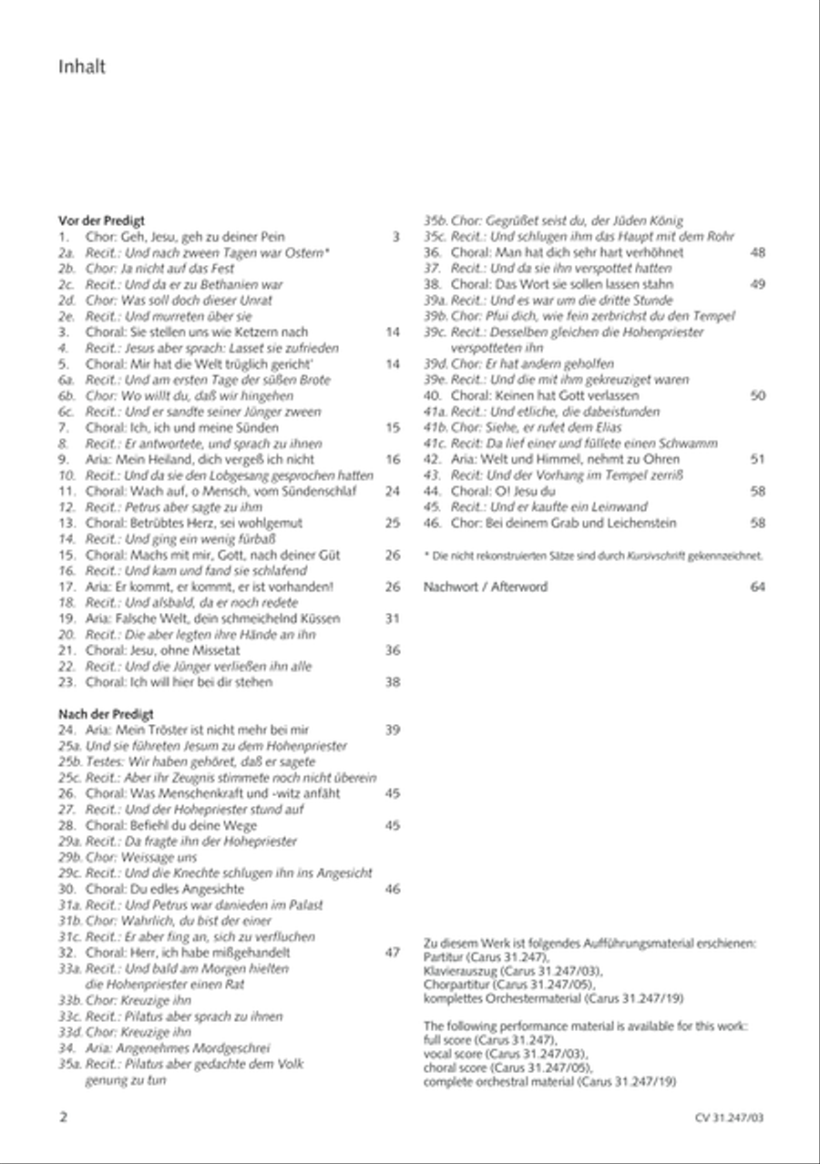 St. Mark Passion (Markus-Passion) 4-Part scores gallery preview page 3