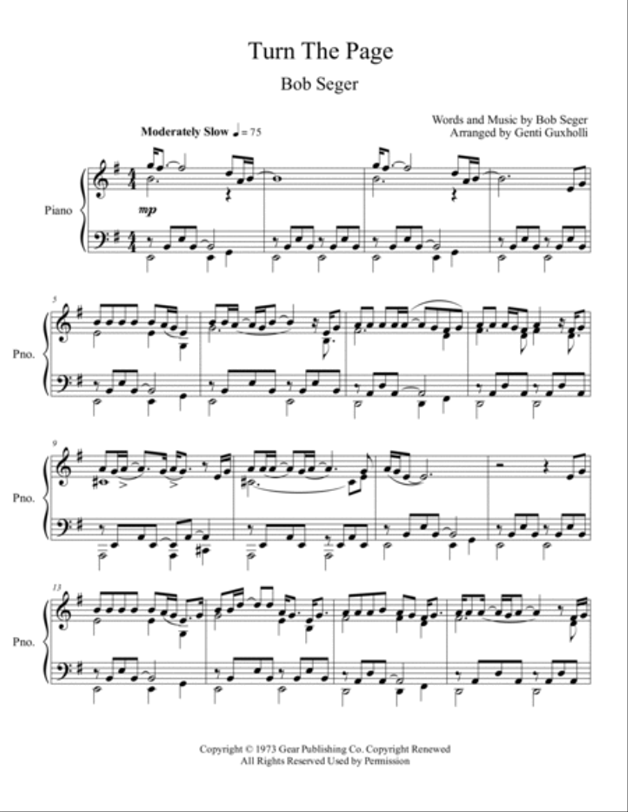 Turn The Page Turn The Page Piano Solo scores gallery preview page 2