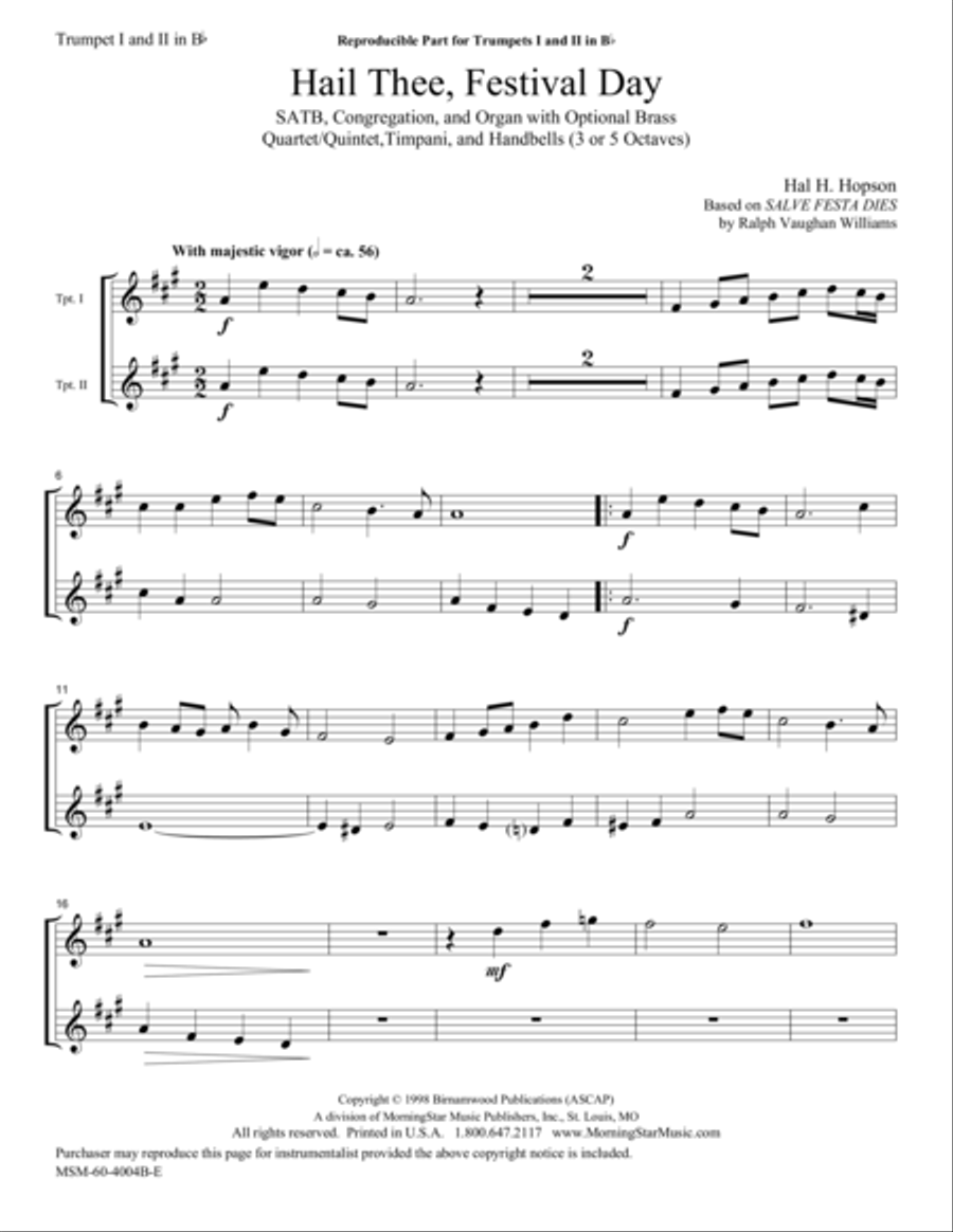 Hail Thee, Festival Day Choir scores gallery preview page 1