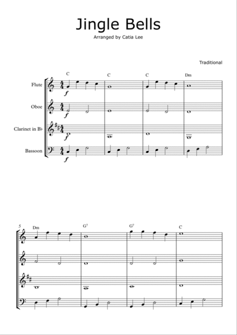 Jingle Bells for Wind Quartet Woodwind Quartet scores gallery preview page 2