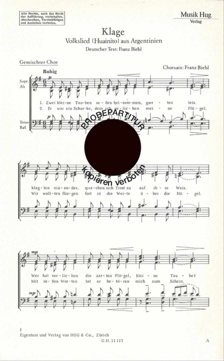 Klage Klage Choir scores gallery preview page 1