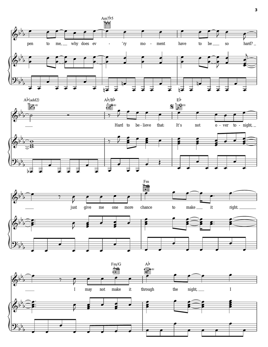 Won't Go Home Without You Piano, Vocal, Guitar scores gallery preview page 3