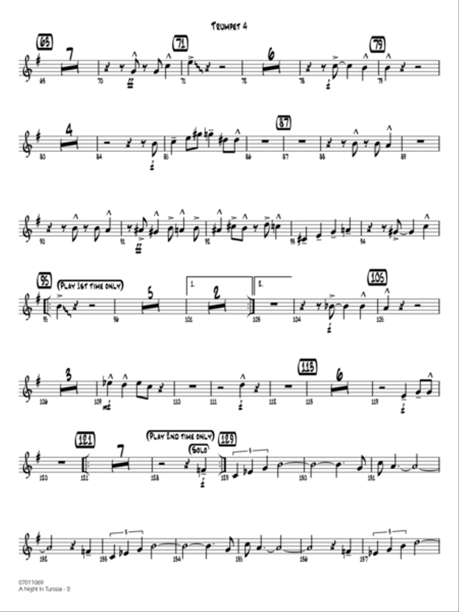 A Night in Tunisia (arr. Mossman) - Trumpet 4 Jazz Ensemble scores gallery preview page 2